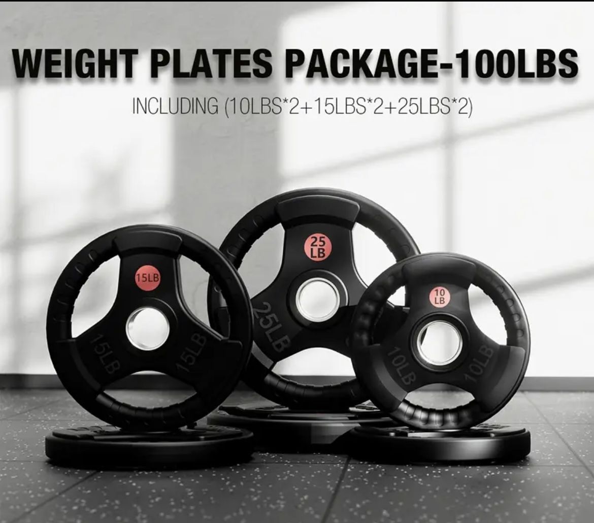 Weight Plates Tri-Grip design 100 Lbs. Total