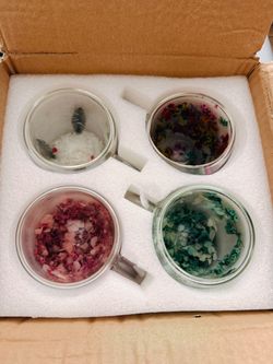 GLASS FLOWER CUPS *REAL FLOWERS IN DESIGN!*