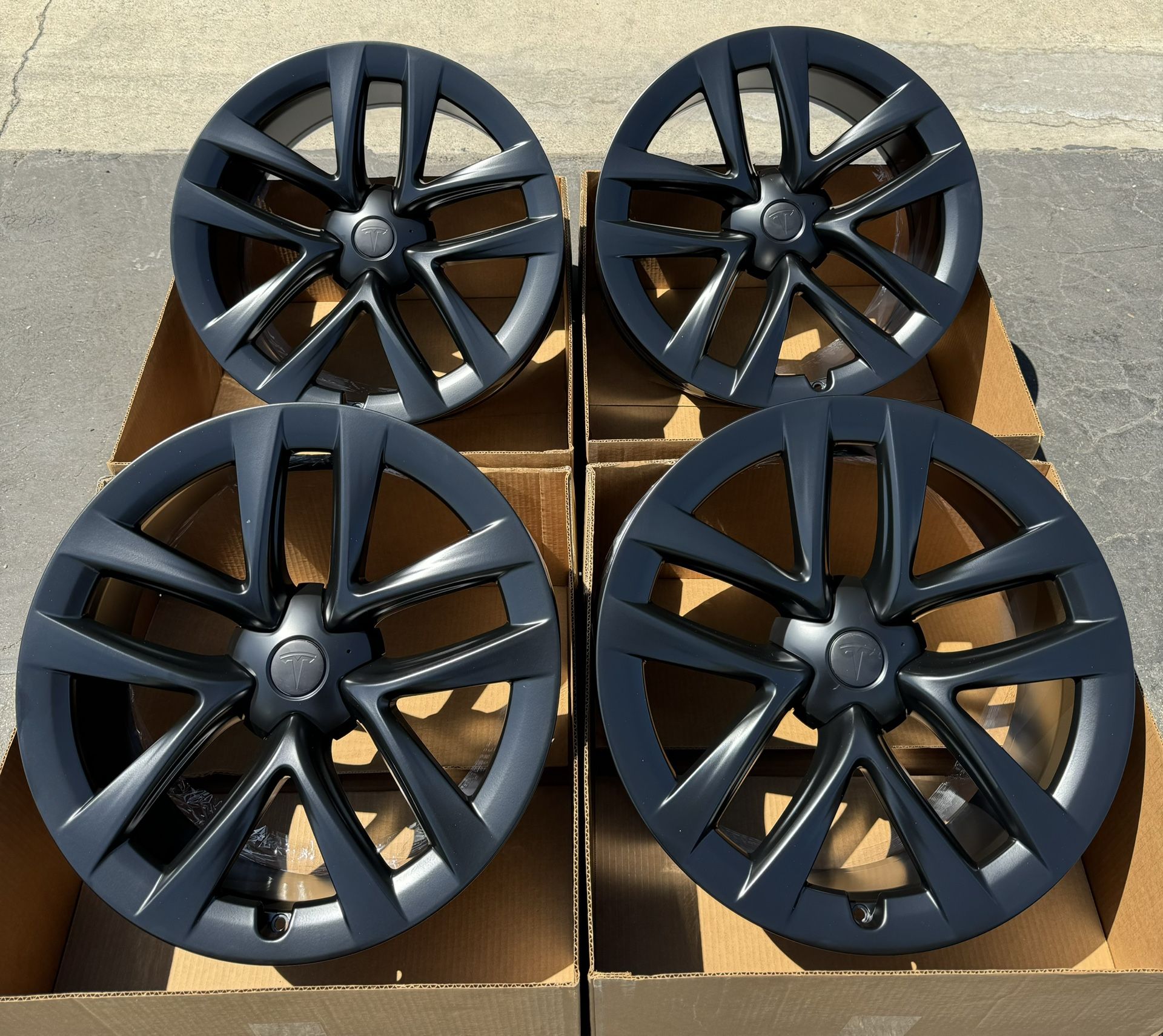 21” Tesla Model S Arachnid Plaid OEM Wheels Satin Black