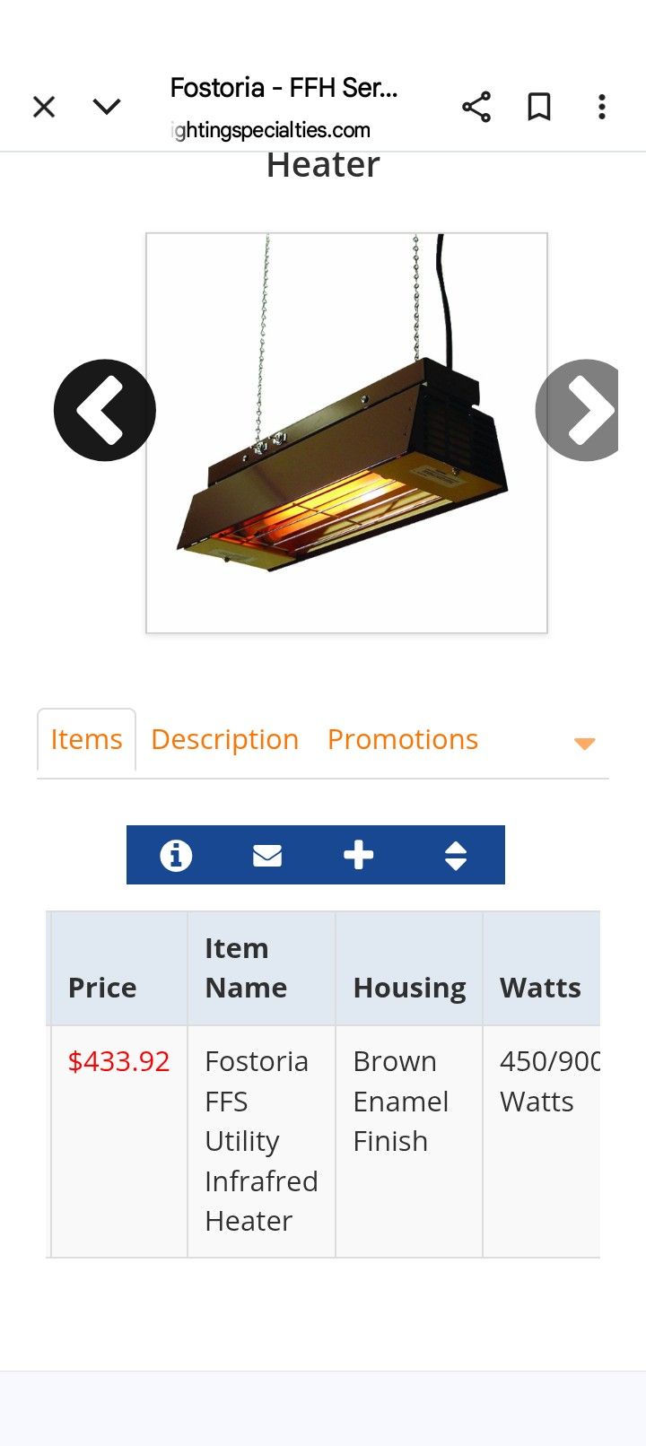 Hanging Infrared Shop Heater