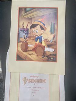 DISNEY LITHOGRAPHY Pinocchio Art 