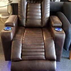 Brand New Brown Bonded Leather Power Reclining Chair 
