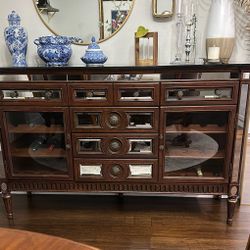 Buffet Wine Storage Console Table with Natural Black Granite Stone Top 