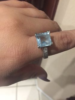 925 Sterling silver Ring with Aqua zirconia size 7 $13