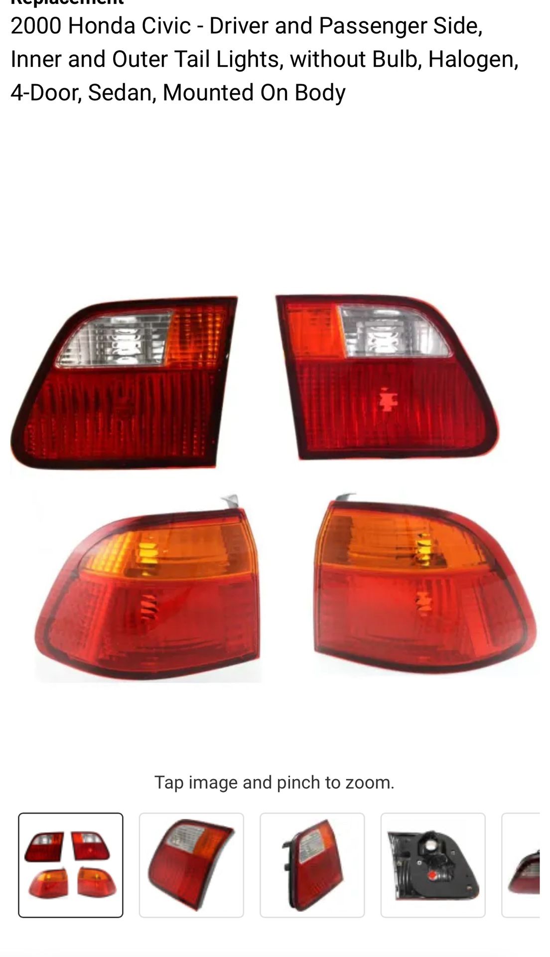 2000 Civic Sedan Tail Lights Stock OEM
