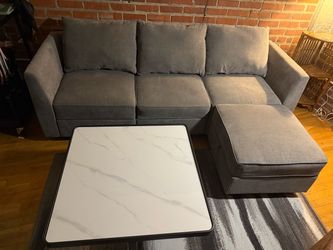 Modern grey mini sectional couch