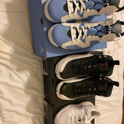 Sz 11.5 Unc 6s    Sz 6.5 Playoff 12s.    Sz 3 Pure Violet 