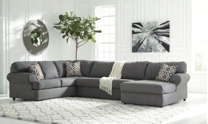 New Grey Large Sectional+Attached Chaise! Save today on couch and loveseat combos!
