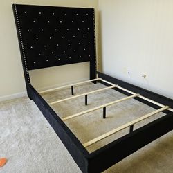 Free Local Delivery Black Color Queen Size Upholstered Bed Frame Only