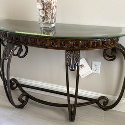 Half Moon Table And Mirror