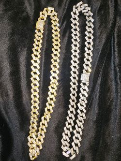 14k Gold FILLED ✨ and️ / Silver Cuban link Moissanite 24 inch Chains