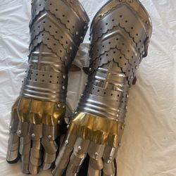 Medieval Gauntlets with Suede & Brass Accents