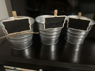 Metal Tin Buckets & Chalkboard Tags