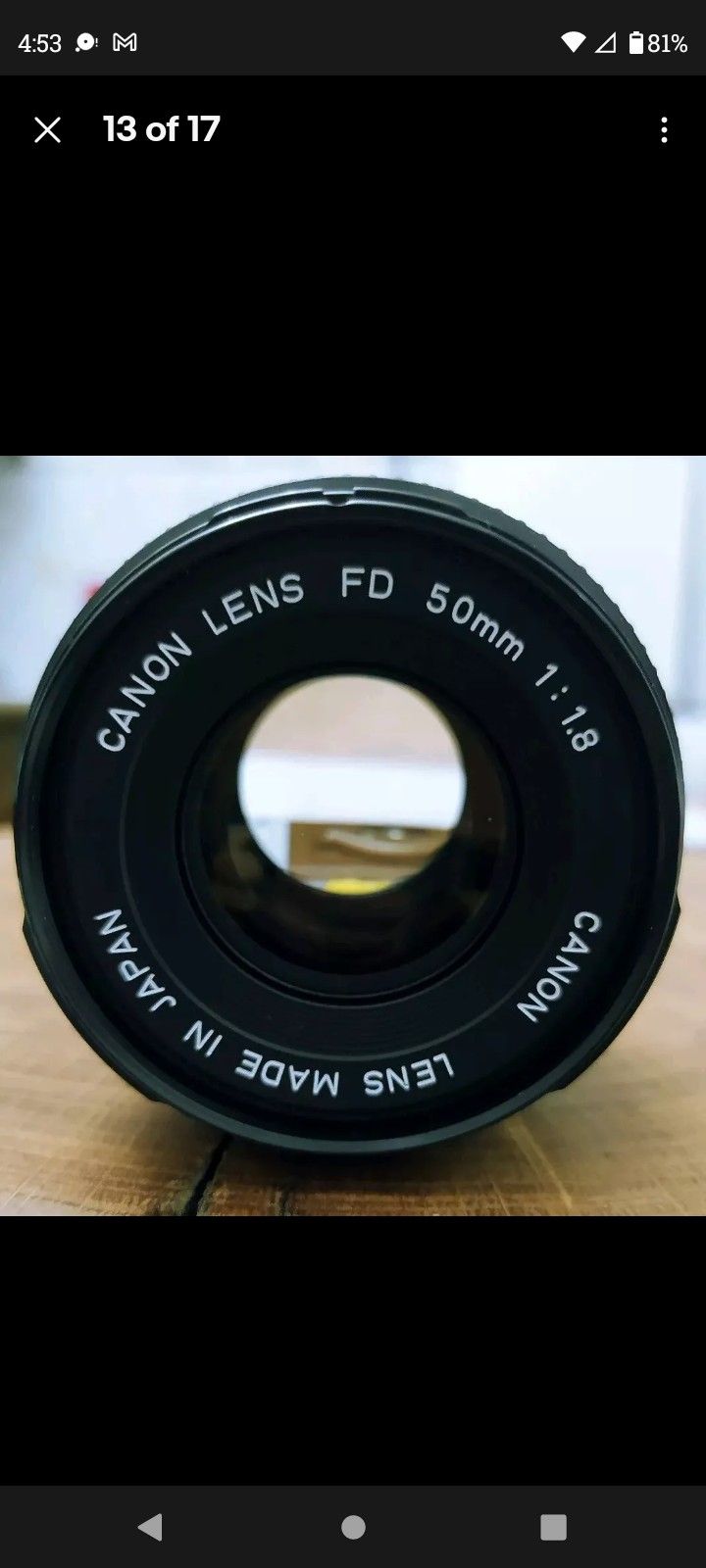 Lens Canon FD 50MM 1:1.8 S.C. Fixed Lens for Canon 35MM SLR Film Camera 
