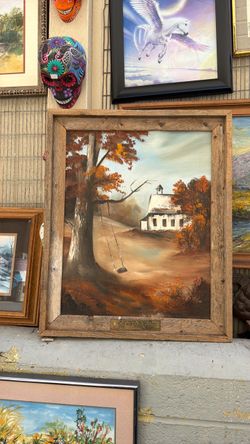 Mid century oil on canvas beautiful scenery, signed by the artist
