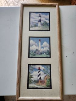 Framed Lighthouse Wall Art Set – Cape May St. Augustine Coastal Nautical Decor
