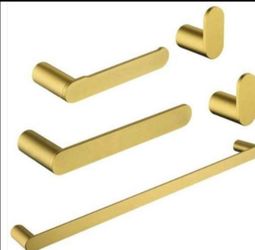 Bath Hardware Set (5) Pieces Stainless, Brushed Gold
