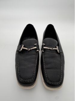 Calvin Klein Black Leather Loafers Men’s Designer Slip-On Shoes Size 10