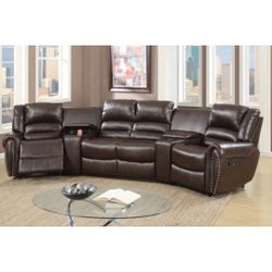 Brown Sectional Sofa With Recliner 