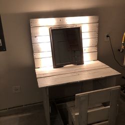 Desk, Chair With Lights. 