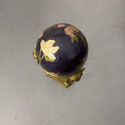 Hand Painted Brass Enamel Flower Globe