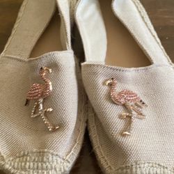 New Size 8 Rhinestone Flamingo Flats