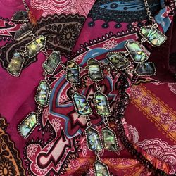 Stunningly Beautiful Abalone And Silver Tone Multilevel Necklace