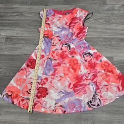 Vince Camuto Pink Floral Flared Zipped Dress
