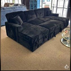 Furry corduroy couch new in. Box