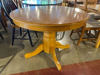 Round Minimal Blonde Pedestal Dining Table