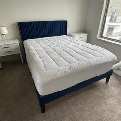 Velvet Upholstered Wingback Bed
