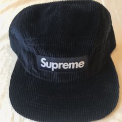 Supreme Corduroy Box Logo Navy Camp Cap SS18 brand new with sticker