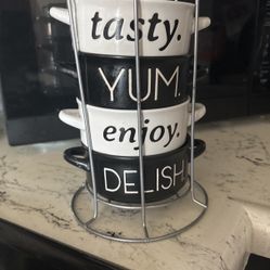cute bowls for soup w/ stand
