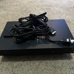 PS2 With Memory Card And Cables TESTED AND WORKING