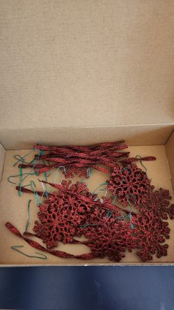 Ornaments - Red Glitter Snowflakes and Icicles