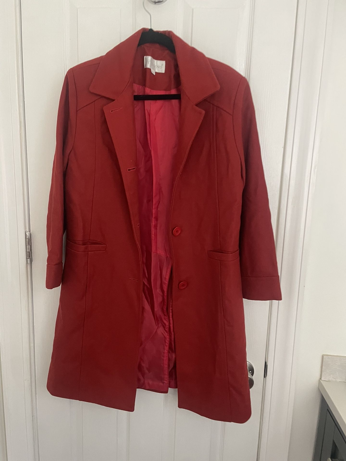 Warm Burnt Orange Mid Length Coat