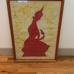 Vintage Thai Batik Painting, Framed
