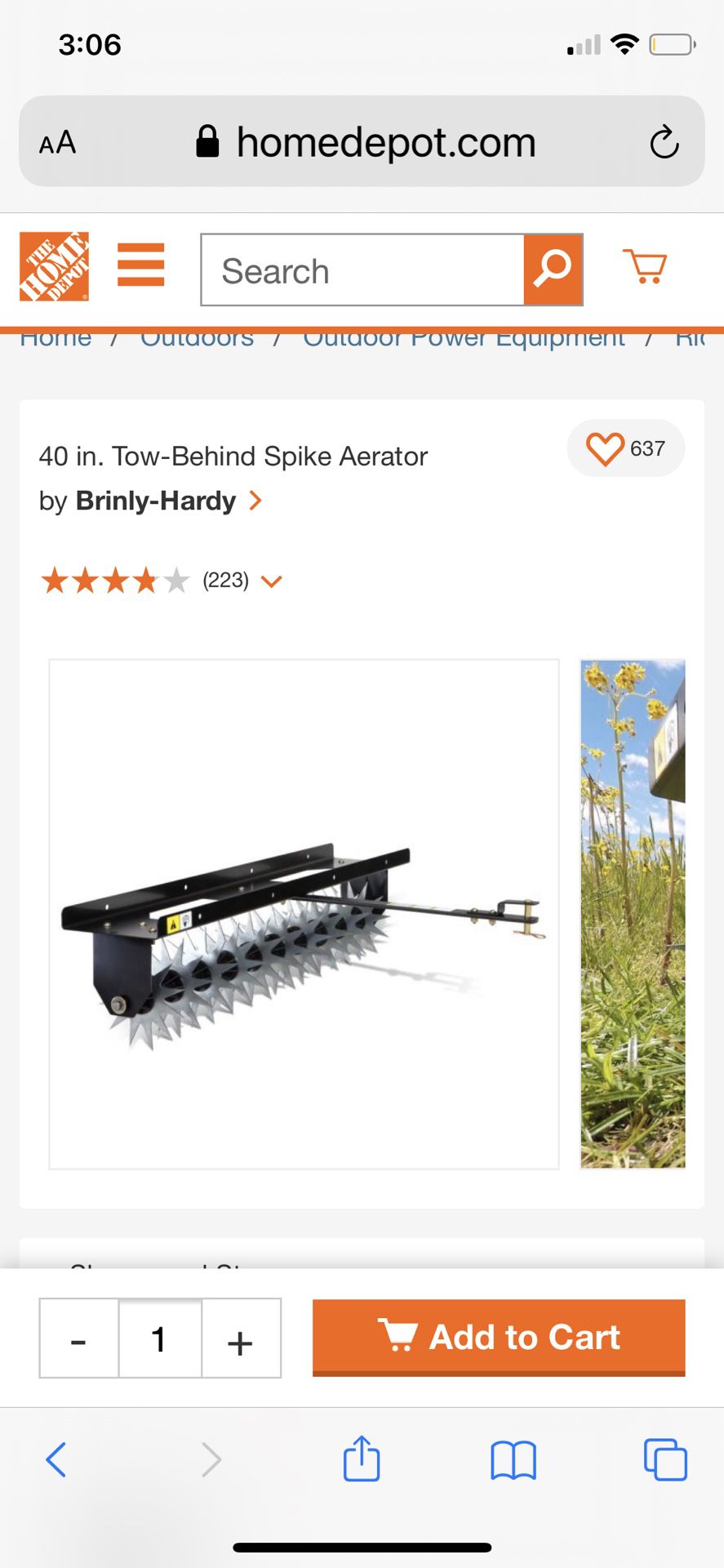 New Brinly-Hardy Tow-Behind Spike Aerator — 40in.W, Model# SA-400BH