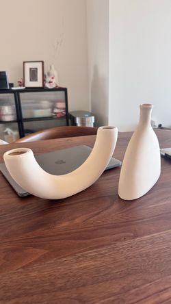 Matte White Ceramic Vase Set of 2