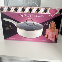 Brand New Paris Hilton White Gold Sauté Pan With Glass Lid