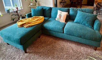 Teal Sofa with chaise