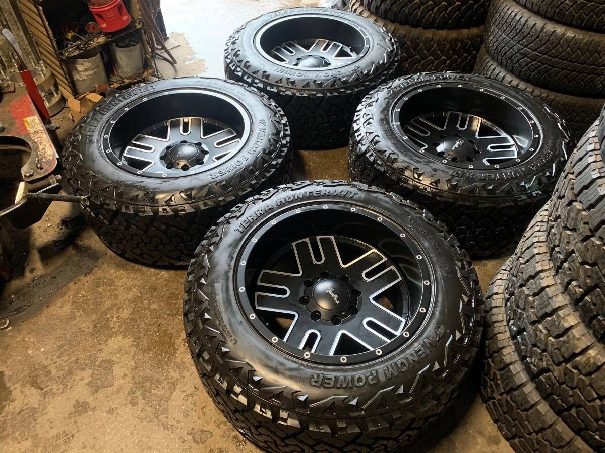 Brand New 20x12 Black Raceline Rims & M/T Tires 8 Lug Wheels Ram ...