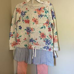 NWT GIRLS SZ 5 OUTFIT CARTERS PEPLUM TUNIC TOP LEGGINGS 