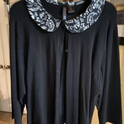 Black Cardigan With Peter Pan Collar