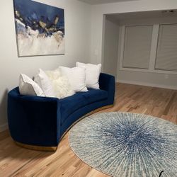 Navy Blue Curved Couch For Salw 
