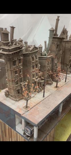 Clay Cityscape Multiple run down Building Scene And subway