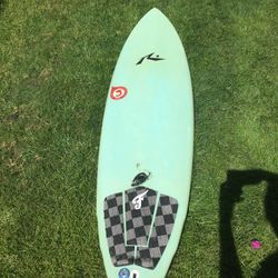 5'8" Rusty Piranha Fish Surfboard, Epoxy S-Core
