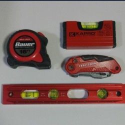 4 PIECE "PROJECT MANAGER/JOB FOREMAN'S" TOOL SET (UNUSED) SHIPS W/2 PAIR OF Z95 CERBERUS SAFETY GLASSES! Please Read Description and View All Photos.