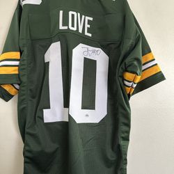 JORDAN LOVE SIGNED GREEN BAY PACKERS QB AUTOGRAPHED FOOTBALL JERSEY W/COA XL1062