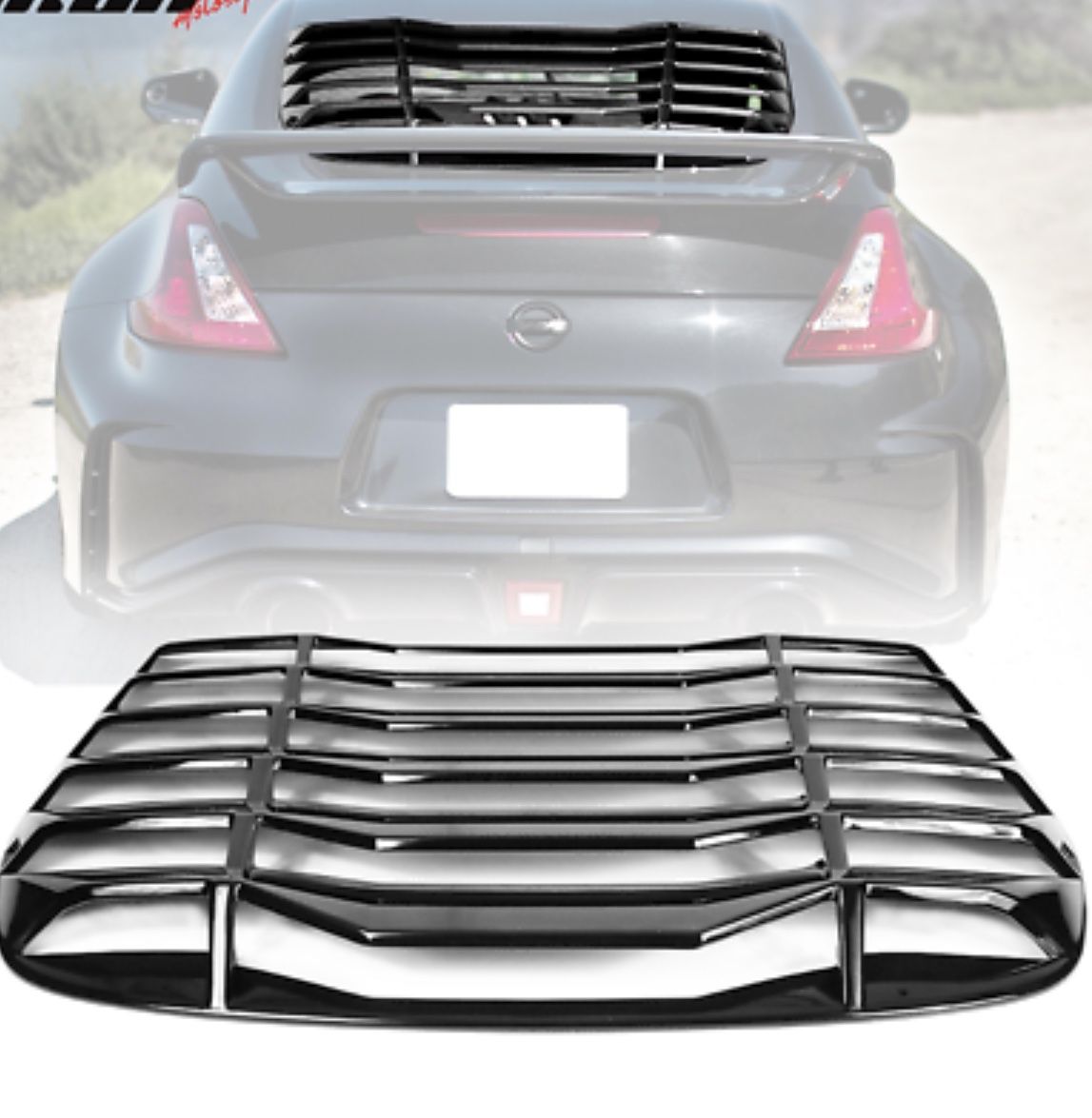 09-20 Nissan 370Z IKON Rear Window Louvers Cover Sun Shade - Gloss Black